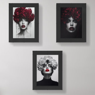 Floral Portrait Art Prints – Elegant Modern Wall D