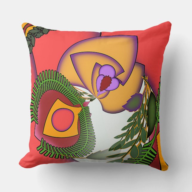 Floral Portrait Exploded Throw Pillow (Front)