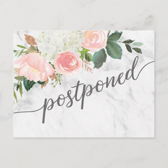 Floral Postponed Wedding Announcement Postcard (Front)