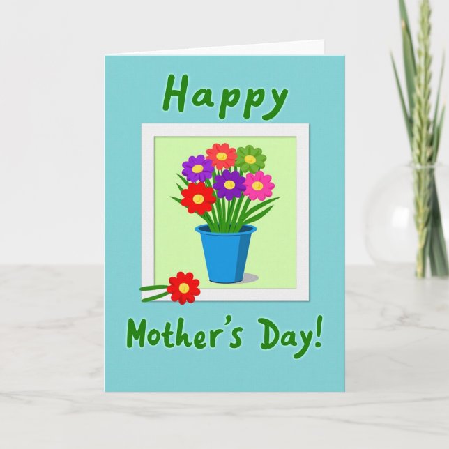 Floral Pot Mothers Day Card (Front)
