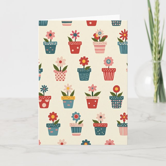Floral Pots Mothers Day Card (Front)