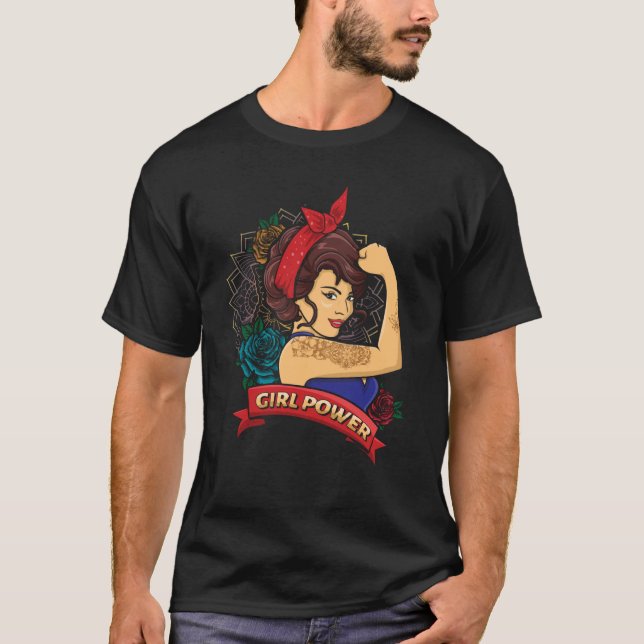 Floral Power Mandala Girl International Women Day  T-Shirt (Front)