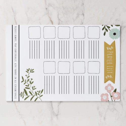 Floral Prayer List Paper Pad