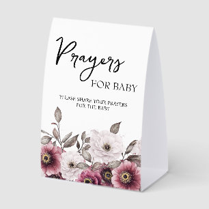 Floral Prayers for Baby Shower Paper Table Tent