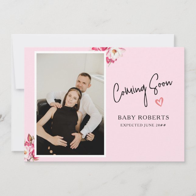 Floral Pregnancy Photo Announcement | Coming Soon (Front)