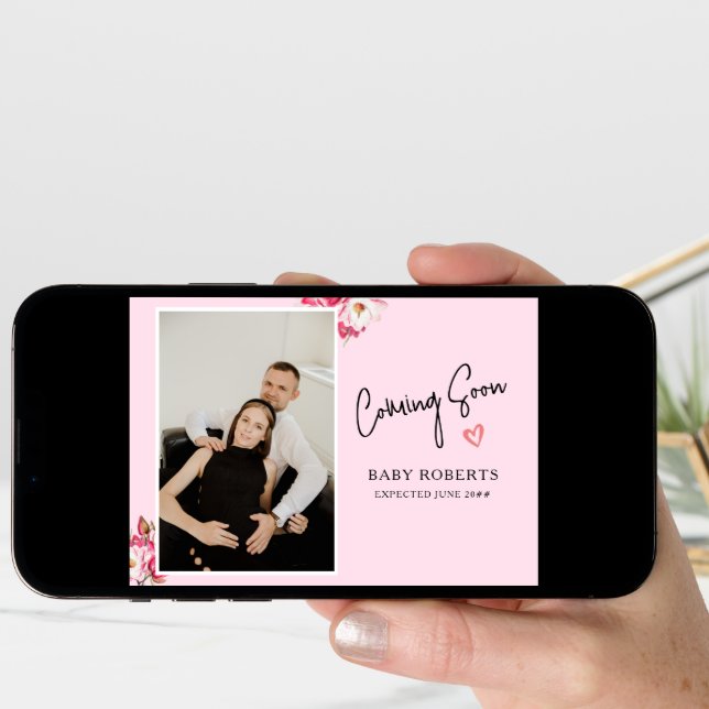 Floral Pregnancy Photo Announcement | Coming Soon (Front Digital)