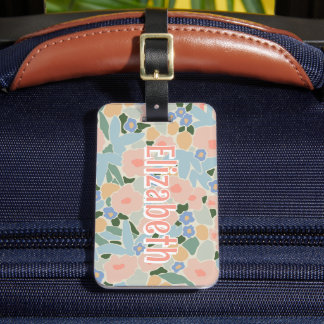 Floral Preppy Girl Personalized School Bag Tag