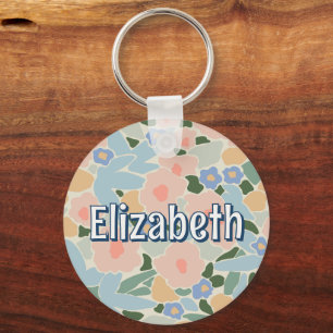 Floral Preppy Girl Personalized School Bag Tag Keychain