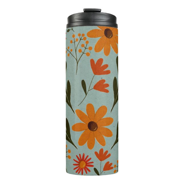 Floral Pretty Colorful Flower Thermal Tumbler (Front)
