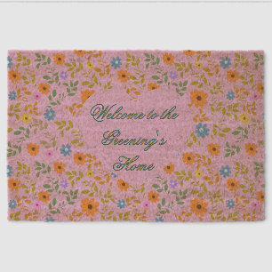 Floral pretty flowers cottagecore fiber doormat