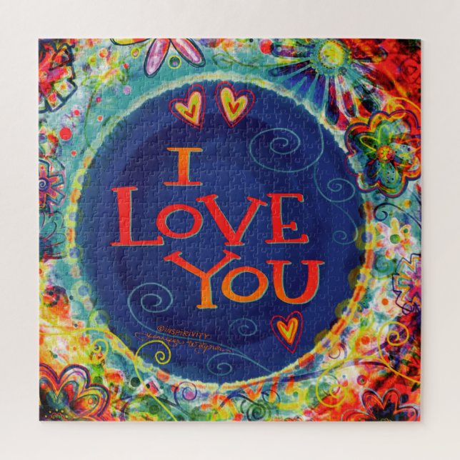 Floral Pretty I Love You Valentine Fun Inspirivity Jigsaw Puzzle (Vertical)