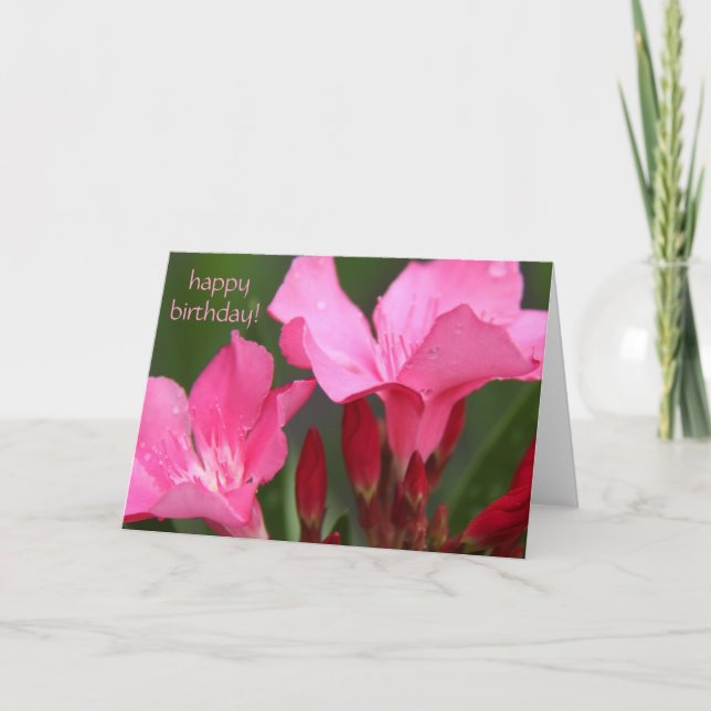 floral, pretty pink blooms birthday card (Front)