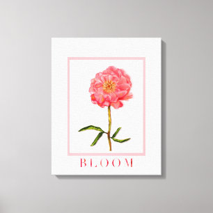 Floral Pretty Pink Peony Flower Art Canvas Print