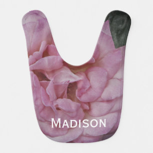 Floral Pretty Pink Rose Photo Feminine Flower Baby Bib