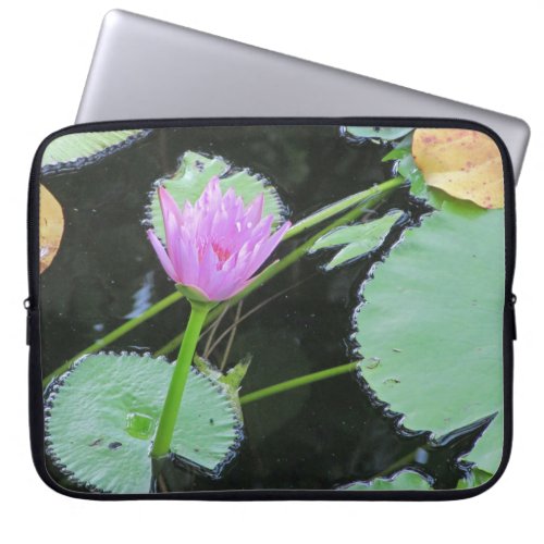 Floral Pretty Pink Water Lily Nature Photo Flower Laptop Sleeve