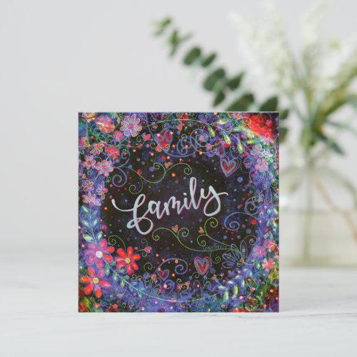 Floral Pretty Purple Whimsical Family Thank You Card