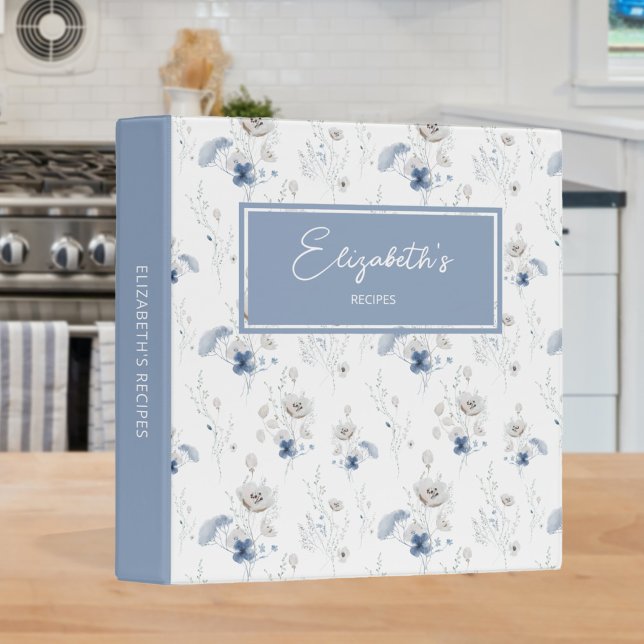 Floral Pretty Wildflower Personalized Recipe 3 Ring Binder (Creator Uploaded)