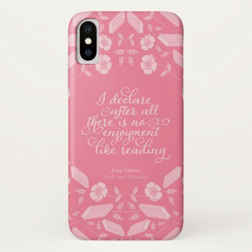 Floral Pride  Prejudice Jane Austen Bookish Quote iPhone X Case