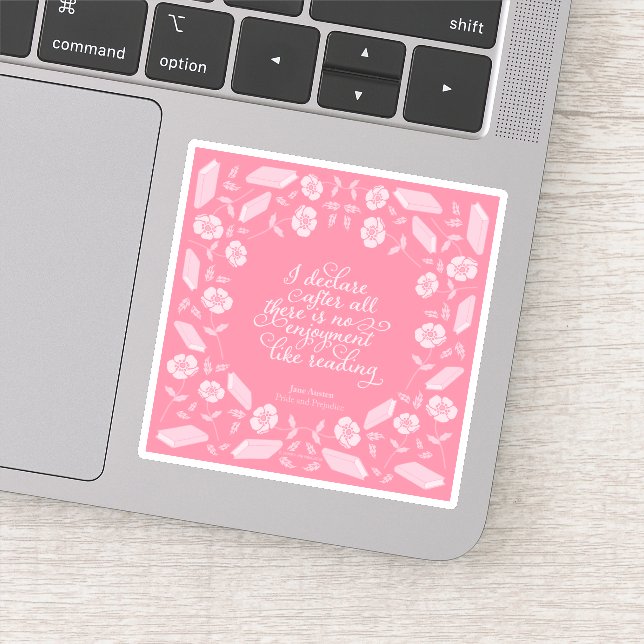 Floral Pride & Prejudice Jane Austen Bookish Quote Sticker (Detail)