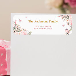 Floral Prince Carriage Baby Shower Return Address Label
