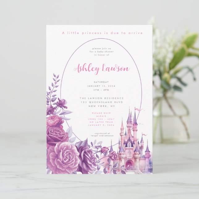 Floral Princess Baby Shower Invitation (Standing Front)
