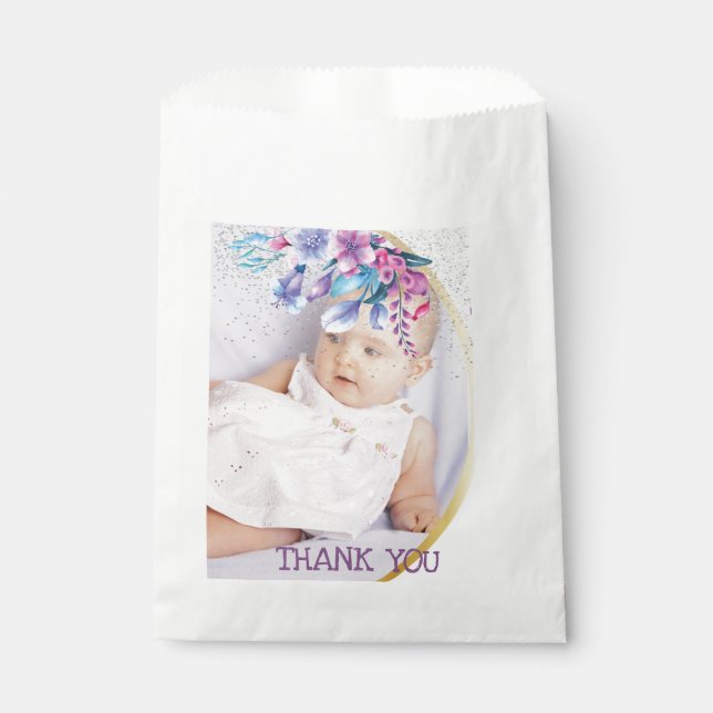 Floral Princess Birthday Thank you Favor Bag (Front)