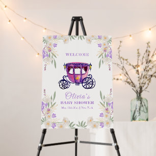 Floral Princess Carriage Baby Shower Welcome Sign 