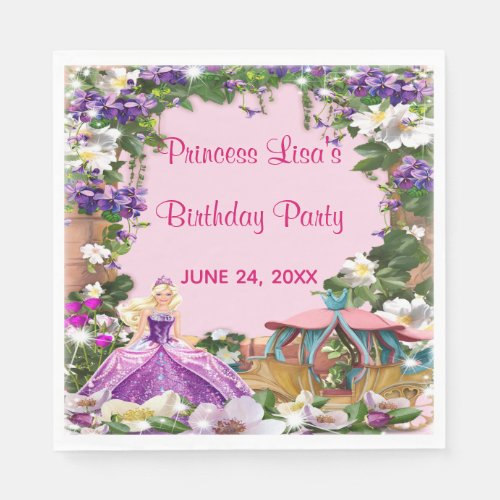 Floral Princess Enchanted Fairy Tale Birthday Napkins