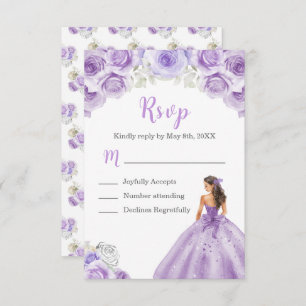 Floral Princess in a Dusty Purple Dress RSVP Card