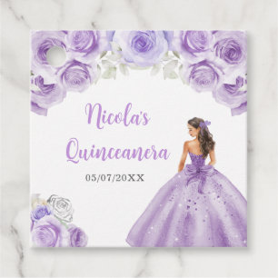 Floral Princess in Dusty Purple Dress Quinceanera  Favor Tags