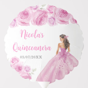 Floral Princess in Light Pink Dress Quinceanera Balloon