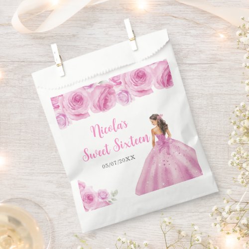 Floral Princess in Light Pink Dress Sweet Sixteen  Favor Bag