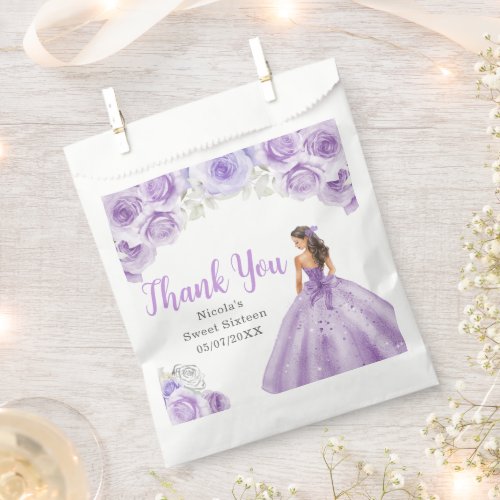 Floral Princess in Purple Dress Sweet Sixteen Favor Bag