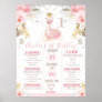 Floral Princess Swan 1st Birthday Milestone Board Poster