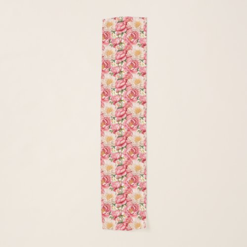 Floral Print Chiffon Scarf