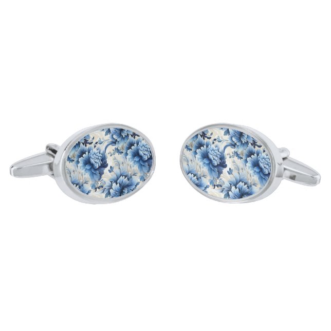 Floral Print Cufflinks  (Angled)