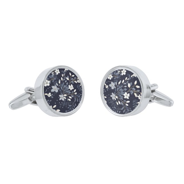 Floral Print Cufflinks  (Angled)