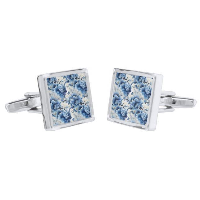 Floral Print Cufflinks  (Angled)