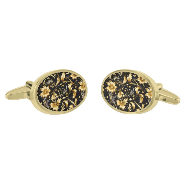 Floral Print Cufflinks  (Angled)