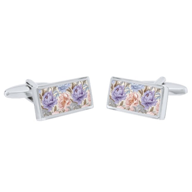 Floral Print Cufflinks  (Angled)