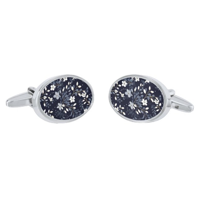 Floral Print Cufflinks  (Angled)