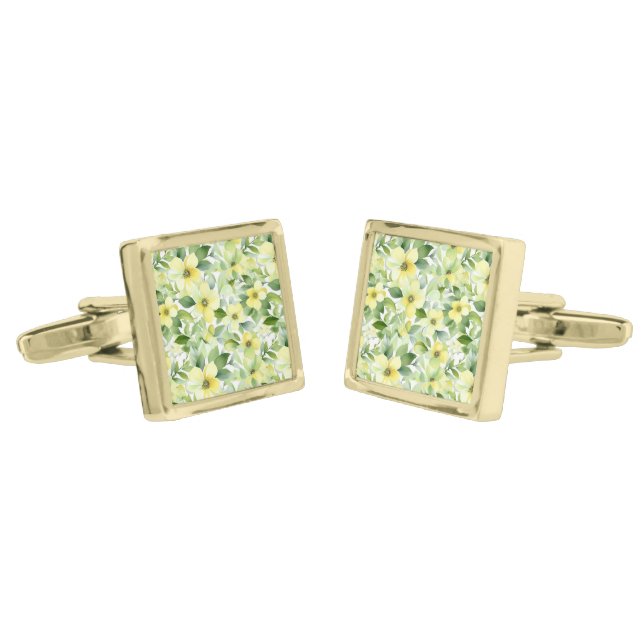 Floral Print Cufflinks  (Angled)