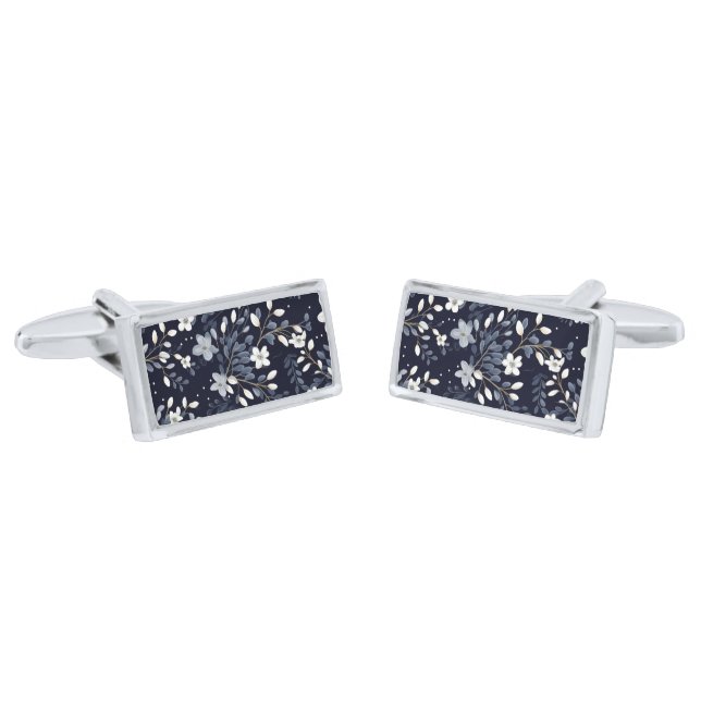 Floral Print Cufflinks  (Angled)