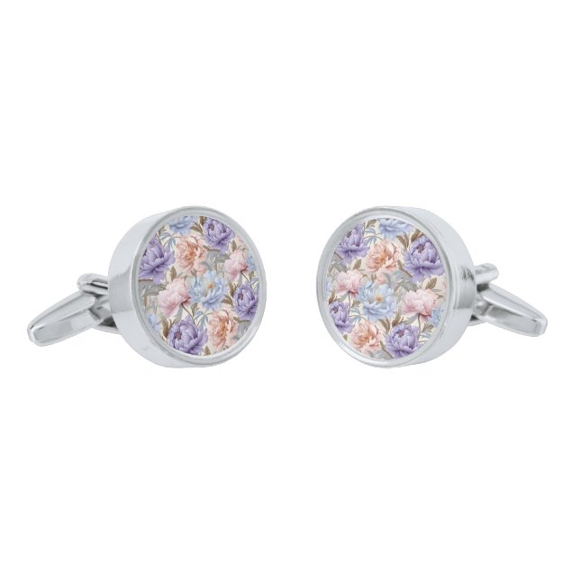 Floral Print Cufflinks  (Angled)