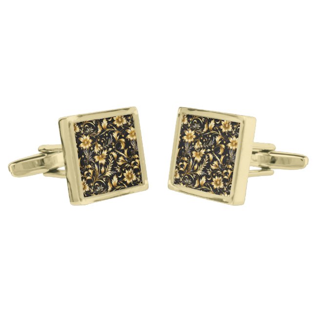 Floral Print Cufflinks  (Angled)
