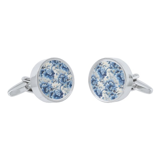 Floral Print Cufflinks  (Angled)