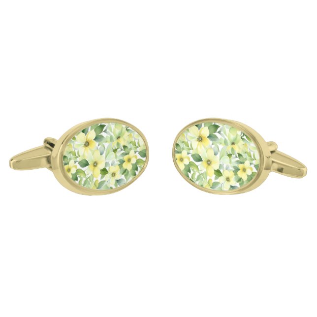 Floral Print Cufflinks  (Angled)