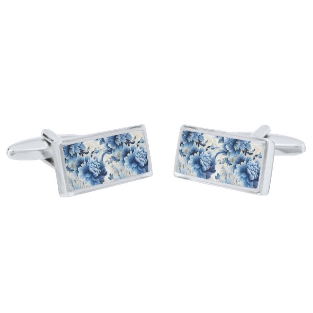 Floral Print Cufflinks  (Angled)