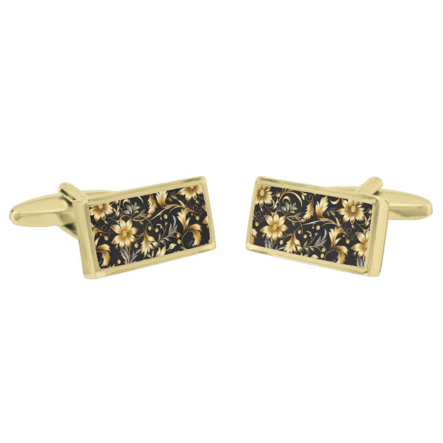 Floral Print Cufflinks  (Angled)