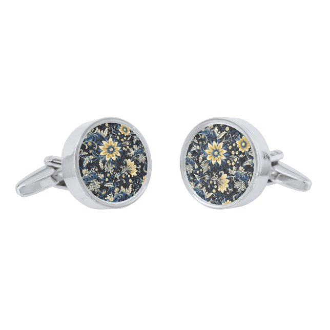 Floral Print Cufflinks  (Angled)